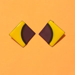 Bicolor Vintage Enamel Earrings